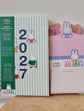 Miffy Green Striped Planner and Floral Notepad Set